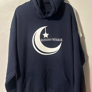 Gildan Navy Hoodie with Ramadan Mubarak Design